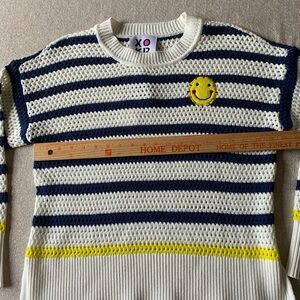 Navy & White Striped Sweater with Smiley Patch by Kerri Rosenthal.  Size M
$72